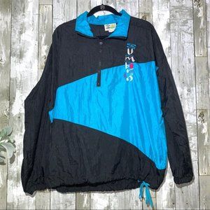 90's Vintage Umbro Pullover Windbreaker Black Teal L